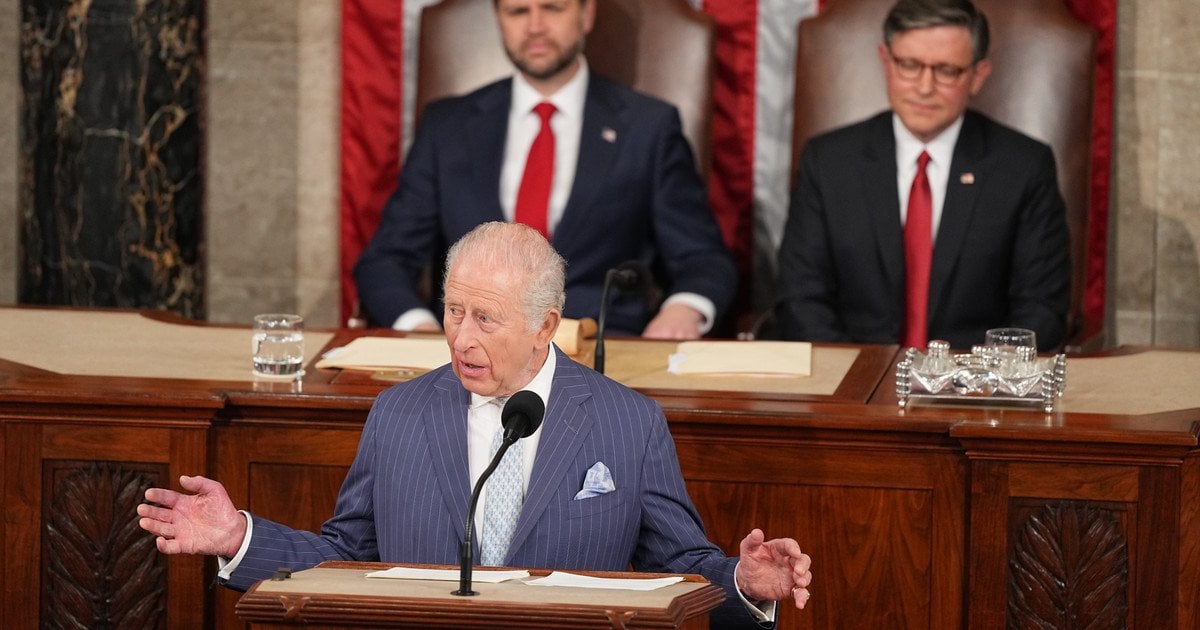 Король Великої Британії Чарльз III виступає на спільному засіданні Конгресу в залі засідань Палати представників у Капітолії США у вівторок, 28 квітня 2026 року, у Вашингтоні.