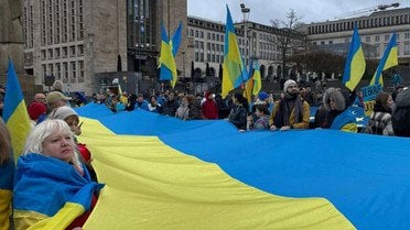 Акція на підтримку України в Бельгії. Фото: Укрінформ