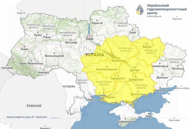 Синоптики попереджають про небезпечні метеорологічні явища у кількох областях України 21 липня / © Укргідрометцентр