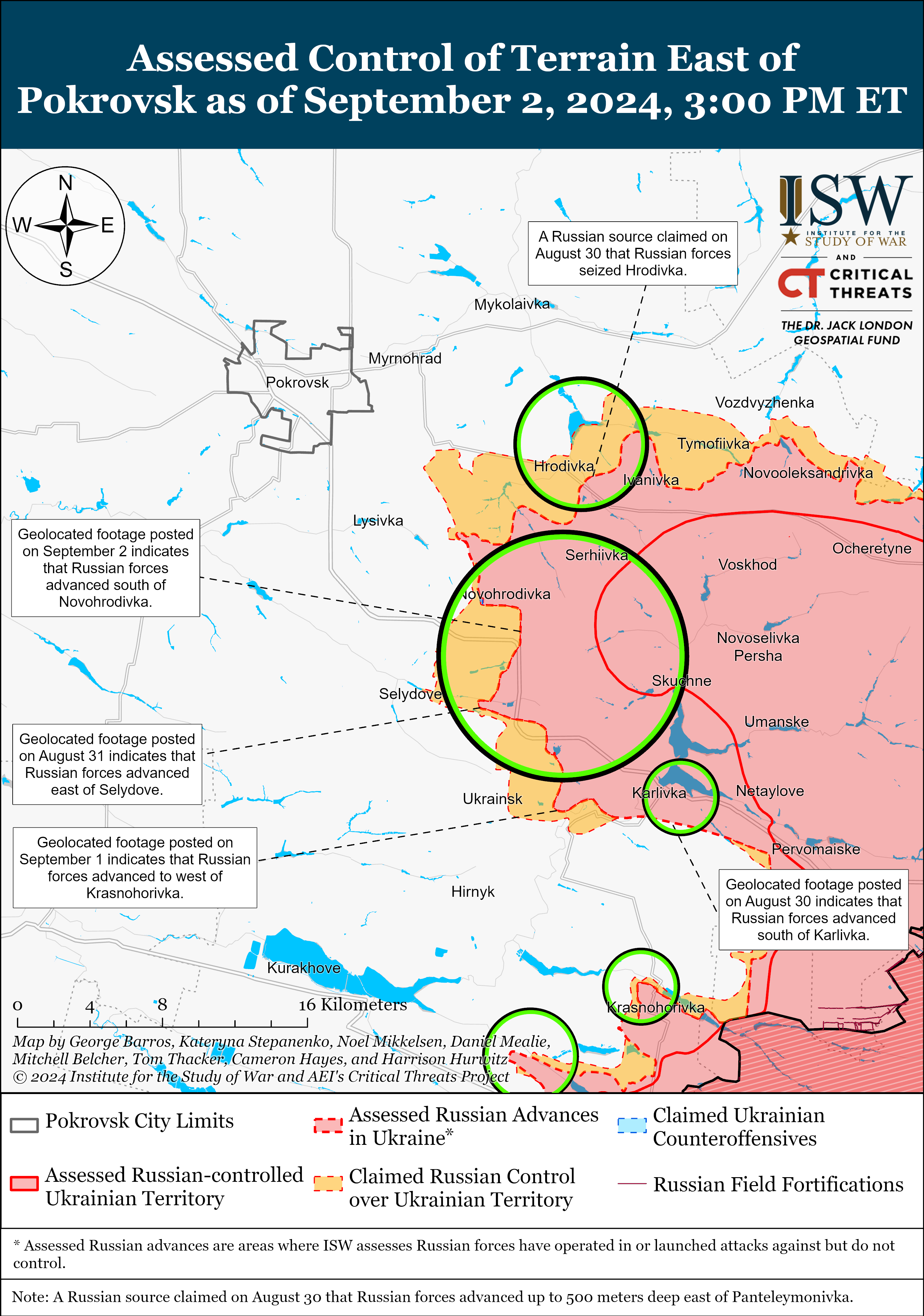 Мапа бойових дій на Покровському напрямку / Мапа: ISW / © 