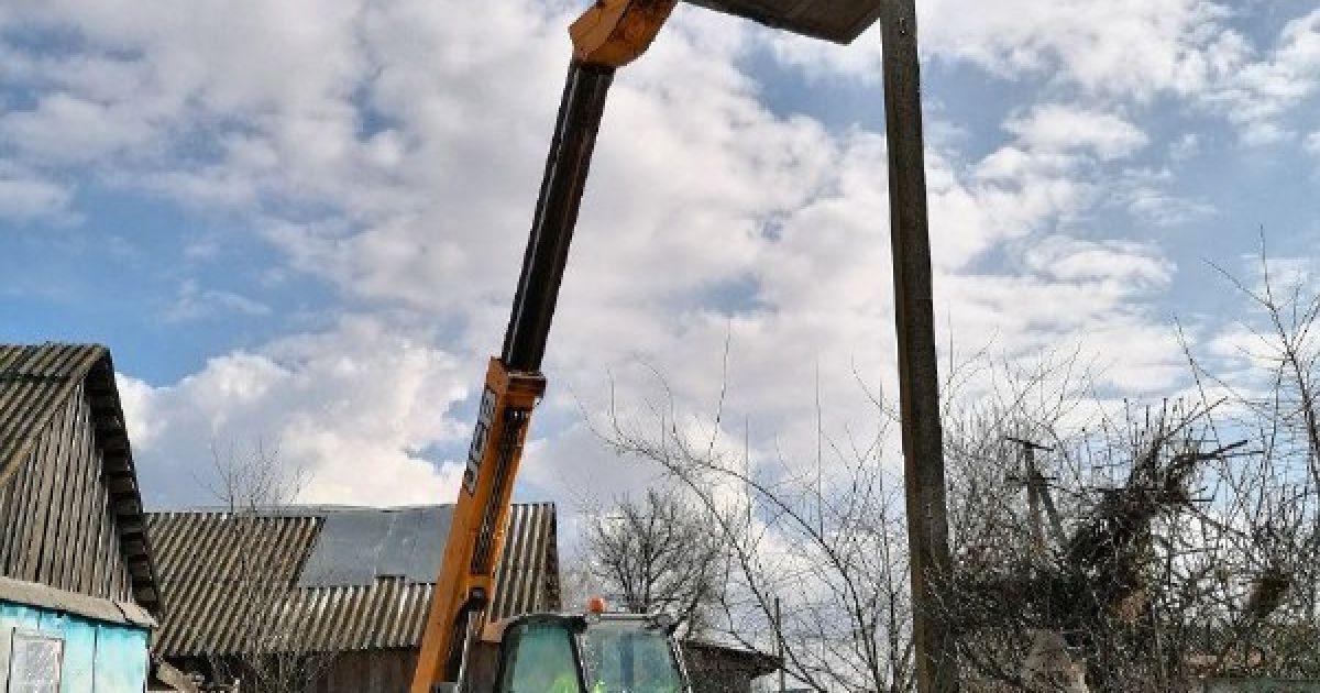 У Київській області місцеві жителі допомогли лелеці полагодити гніздо