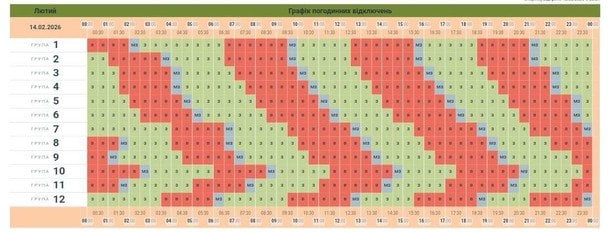 График отключения света в Черновицкой области 14 февраля