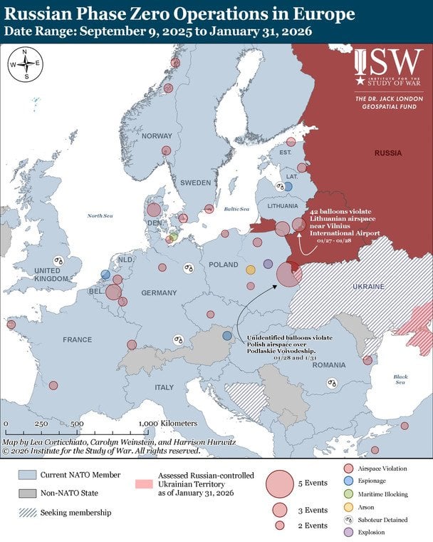 Російські провокації проти країн НАТО / © Інститут вивчення війни (ISW)
