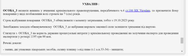 Вирок суду / © Єдиний державний реєстр судових рішень