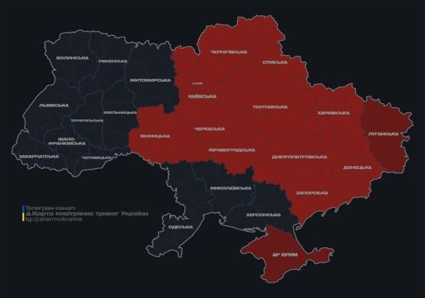 Мапа тривога станом на 31 грудня.