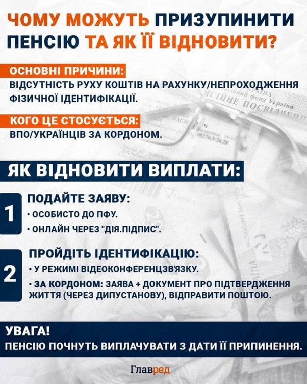 Чому можуть призупинити пенсію та як її відновити / © Главред