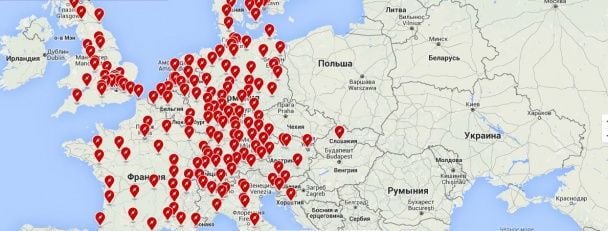Так выглядит карта сети электрозаправок сейчас