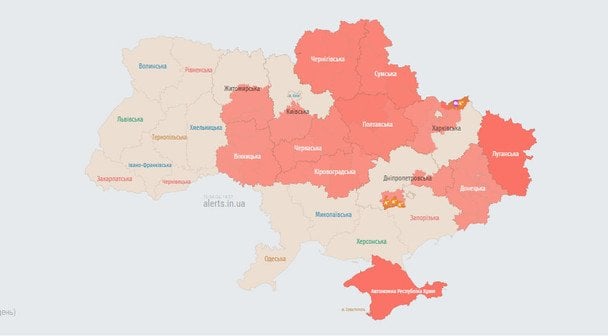 Воздушная тревога по состоянию на 15 апреля 18:58.