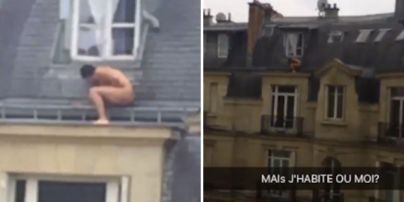 У Франції голий молодик ховався на фасаді будівлі