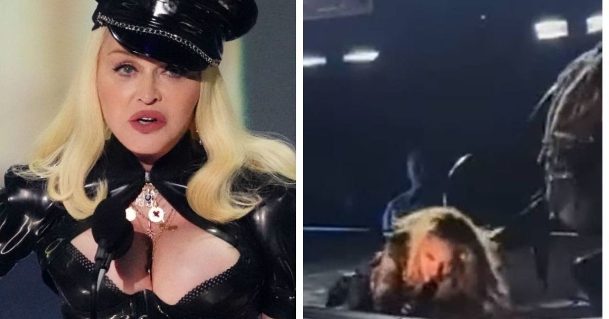 Мадонна упала со стула во время выступления