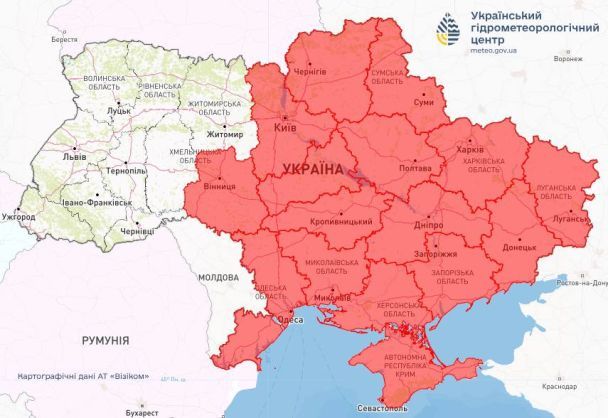Мапа пожежної небезпеки в Україні / Фото: Український гідрометеорологічний центр