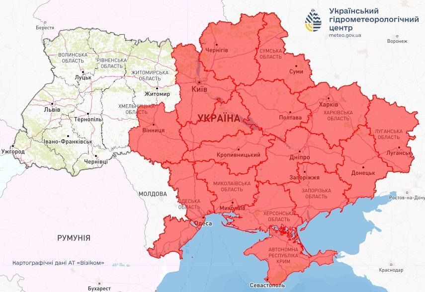 Мапа пожежної небезпеки в Україні / Фото: Український гідрометеорологічний центр / © 
