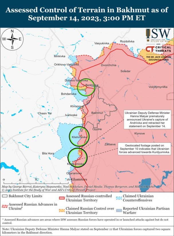 Карта боїв ISW. Бахмут. / © 