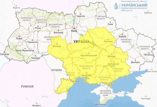 Попередження про небезпечні метеорологічні явища в Україні
