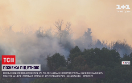 Ад под Этной: к недавно потухшему вулкану подходит пламя лесных пожаров