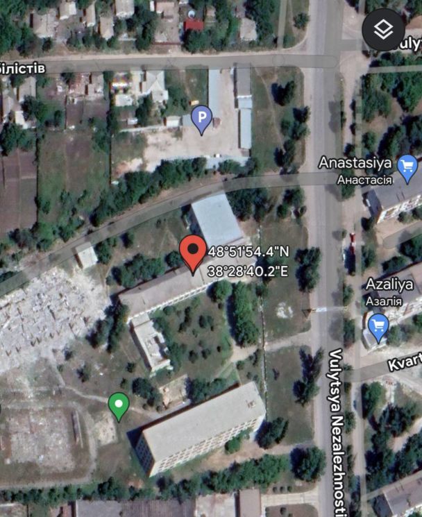 Мапа з місцем "прильоту" в Лисичанську / Фото: "Новини Донбасу"