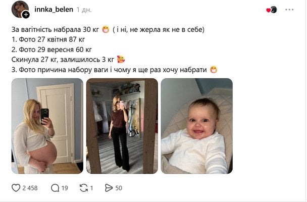 Инна Белень — фигура до и после родов