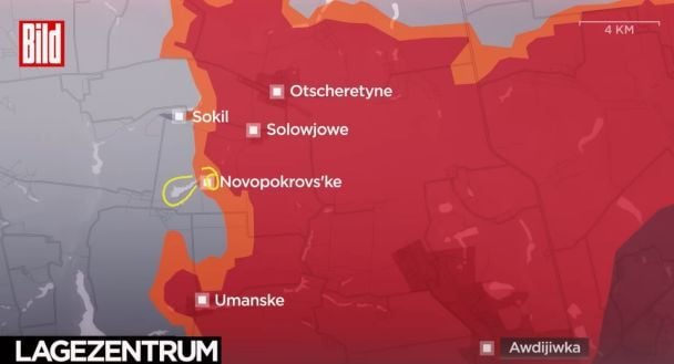 Захваченное врагом Новопокровское на карте от Bild