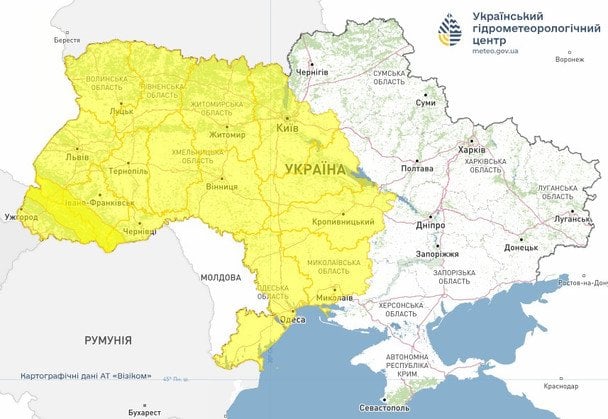 Попередження про небезпечні метеорологічні явища в Україні / © Укргідрометцентр