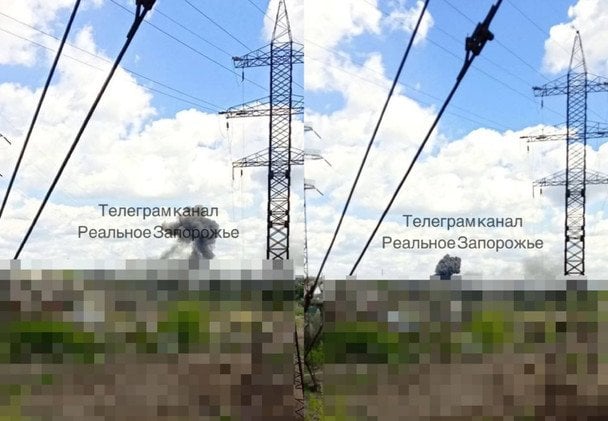 Дим у небі після вибухів у Запоріжжі 22 квітня / © із соцмереж