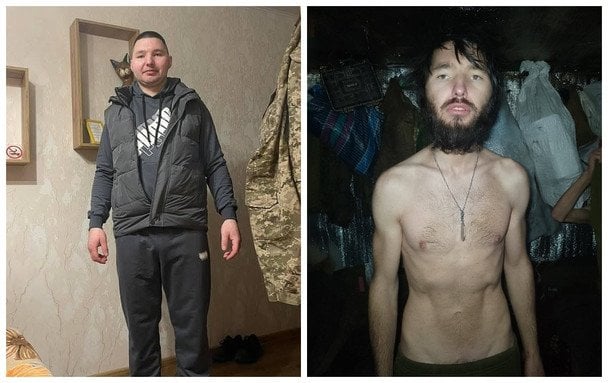 Військовий 14 ОМБр до та після голодного виснаження / © Facebook-сторінка Alla Poberezhnik