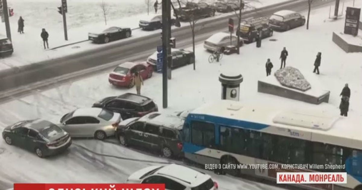 Дороги канадского города превратились в сплошной каток