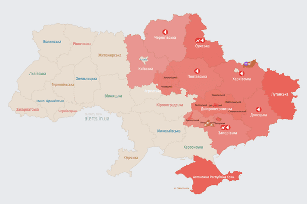 Росія атакує Україну БпЛА: напрямок руху цілей