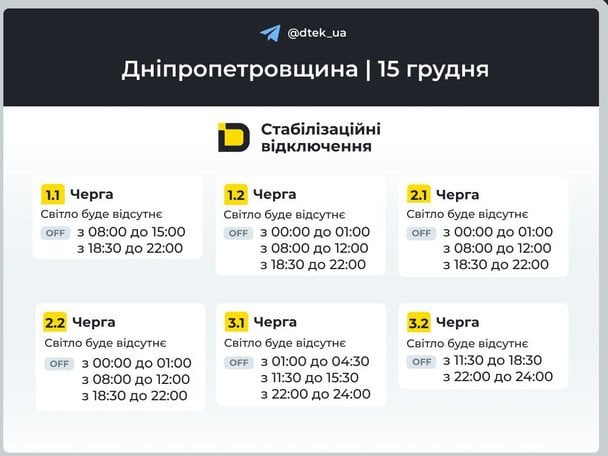 Відключення світла на Дніпропетровщині / © ДТЕК