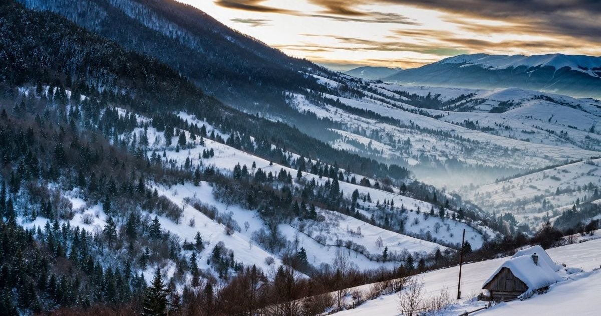 Зимнее утро в Карпатах (Межигорский район, Закарпатская область).