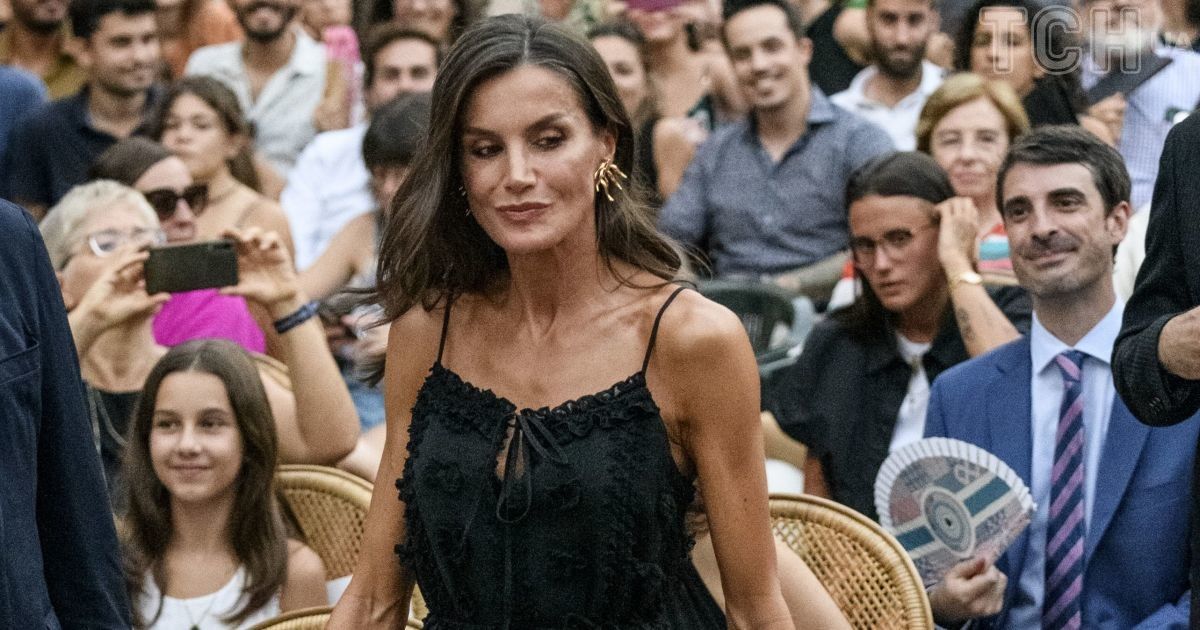 Queen Letizia of Spain Shines in Floral Appliqué Dress at Mallorca Film Festival