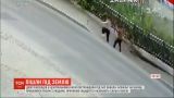 В Китае двое пешеходов провалились под землю вместе с тротуаром