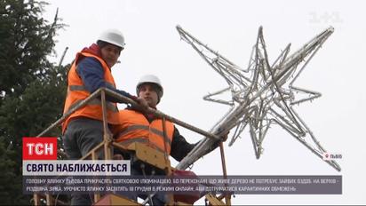 Во Львове завершают украшать главную городскую елку