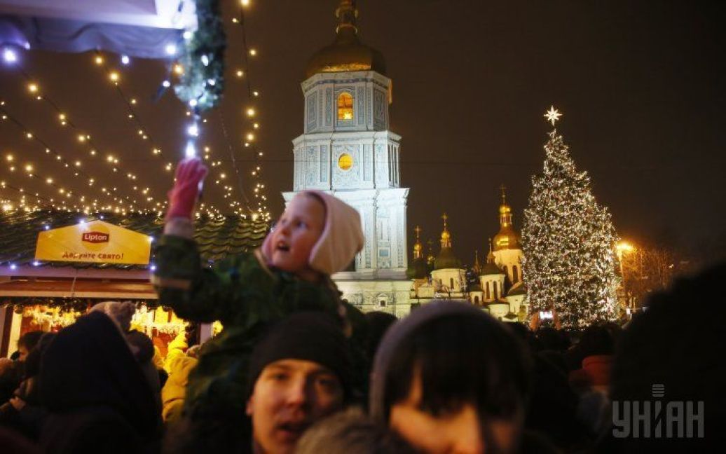 У Києві засяяла прекрасна 24-метрова ялинка / © УНІАН