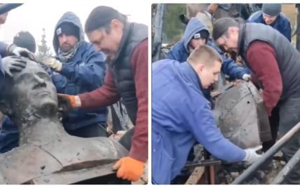 Во Львове вытащили из-под завалов уцелевший бюст Романа Шухевича: трогательное видео