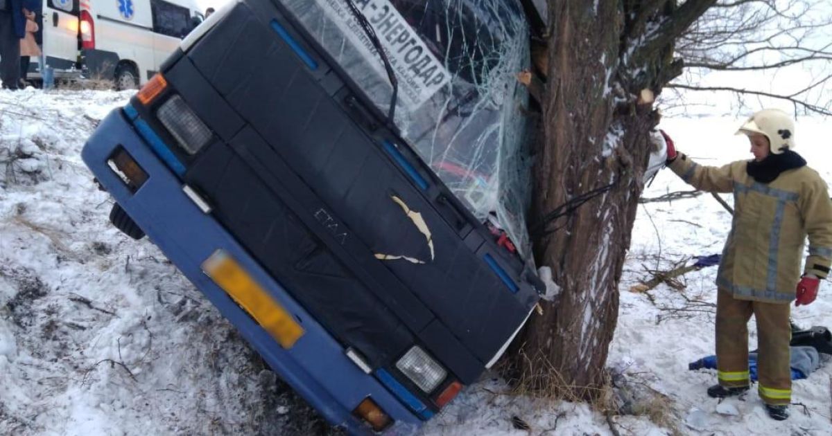 На Херсонщині автобус із пасажирами злетів із дороги і протаранив дерево