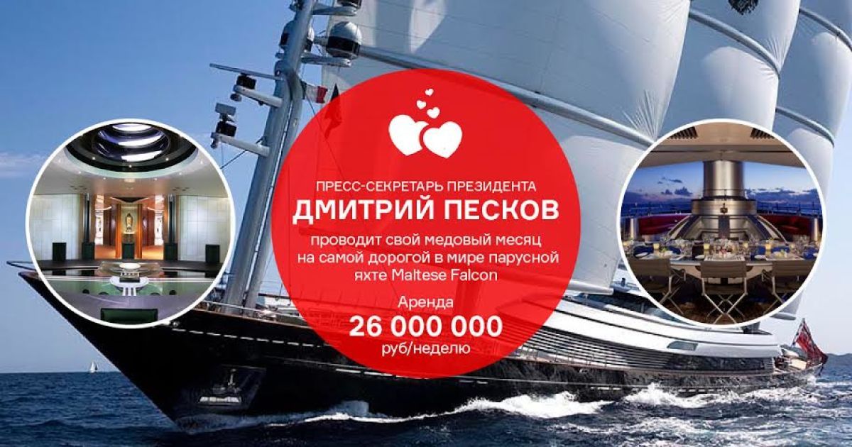 Песков арендовал яхту за 340 тысяч евро в неделю. / © navalny.com