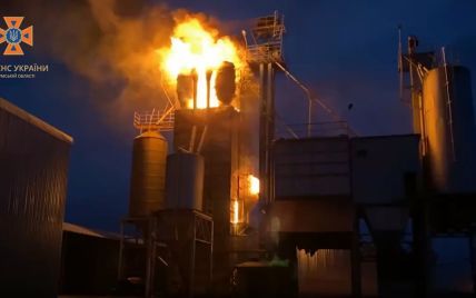 В Сумской области вспыхнул масштабный пожар в зерносушилке высотой 17 м, где были семена подсолнечника