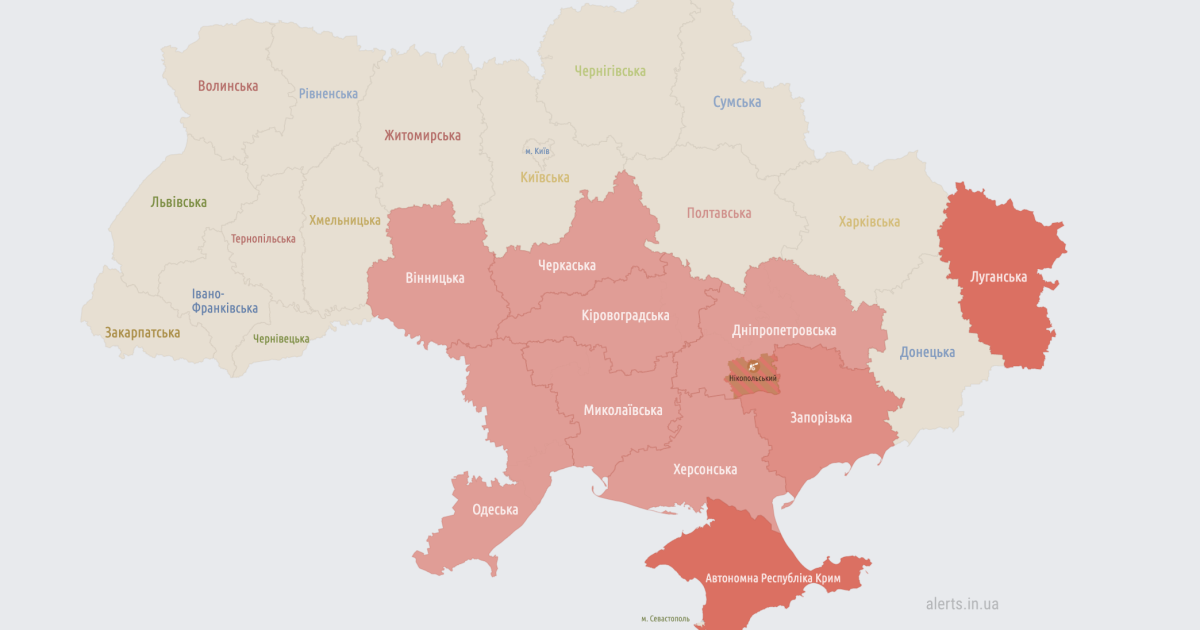 Повітряна тривога оголошена на півдні України