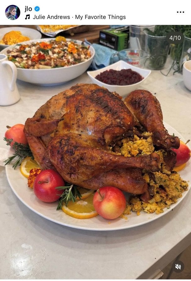 Індичка, яку приготувала Дженніфер Лопес / © Instagram Дженніфер Лопес