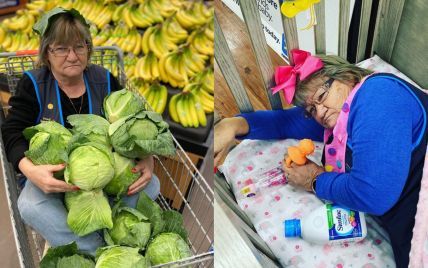 Працівниця-жартівниця робить вірусні знімки для Walmart: фотографується в капусті і позує у шинах