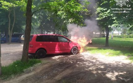 Аномальная жара: во Львове посреди улицы вспыхнули два автомобиля (фото)