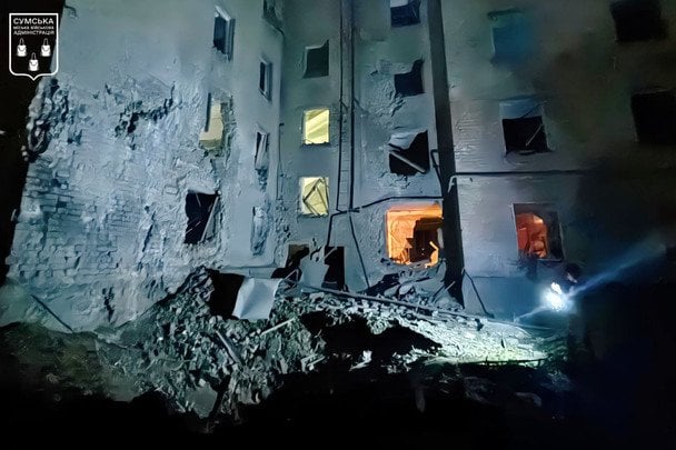 Наслідки атаки на Суми / © Telegram начальника Сумської МВА Сергія Кривошеєнка
