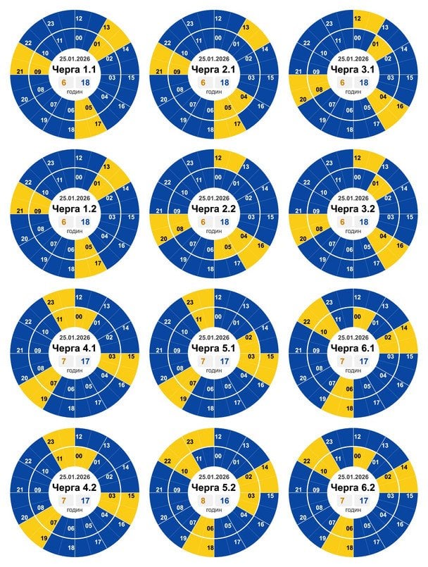 Графік відключення світла на Кіровоградщині 25 січня