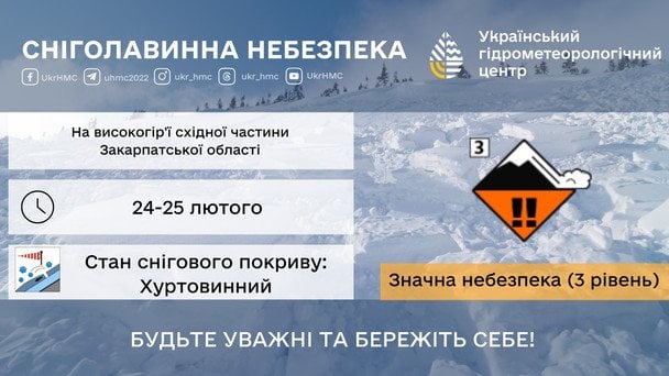 На заході України попереджають про хуртовини та лавини / © Укргідрометцентр