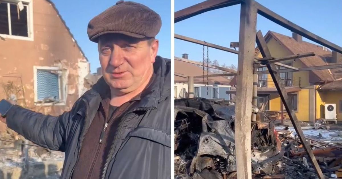 Житель Київської області показав свій пошкоджений будинок через атаку 26 лютого / Колаж
