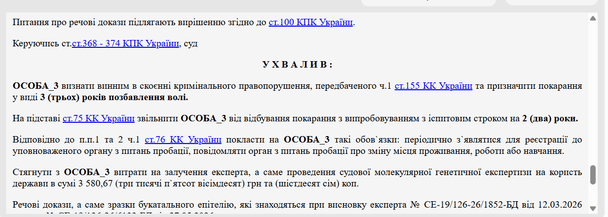 Вирок суду / © Єдиний державний реєстр судових рішень