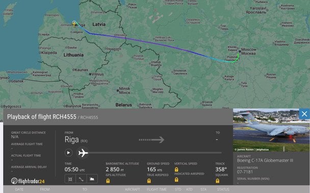 Самолет ВВС США. Фото: сундуков / © flightradar24