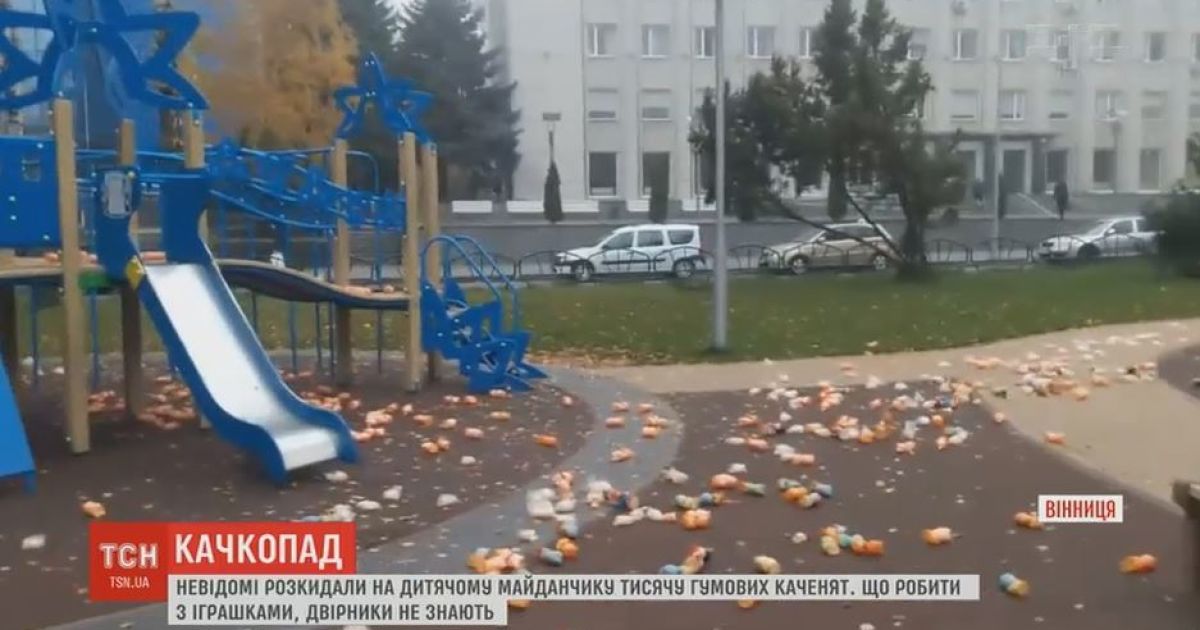 Неизвестные рассыпали в парке Виннице тысячи резиновых утят