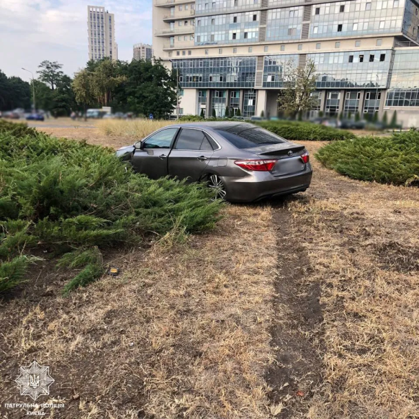 У Києві п'яний водій вилетів на клумбу / © Патрульна поліція Києва