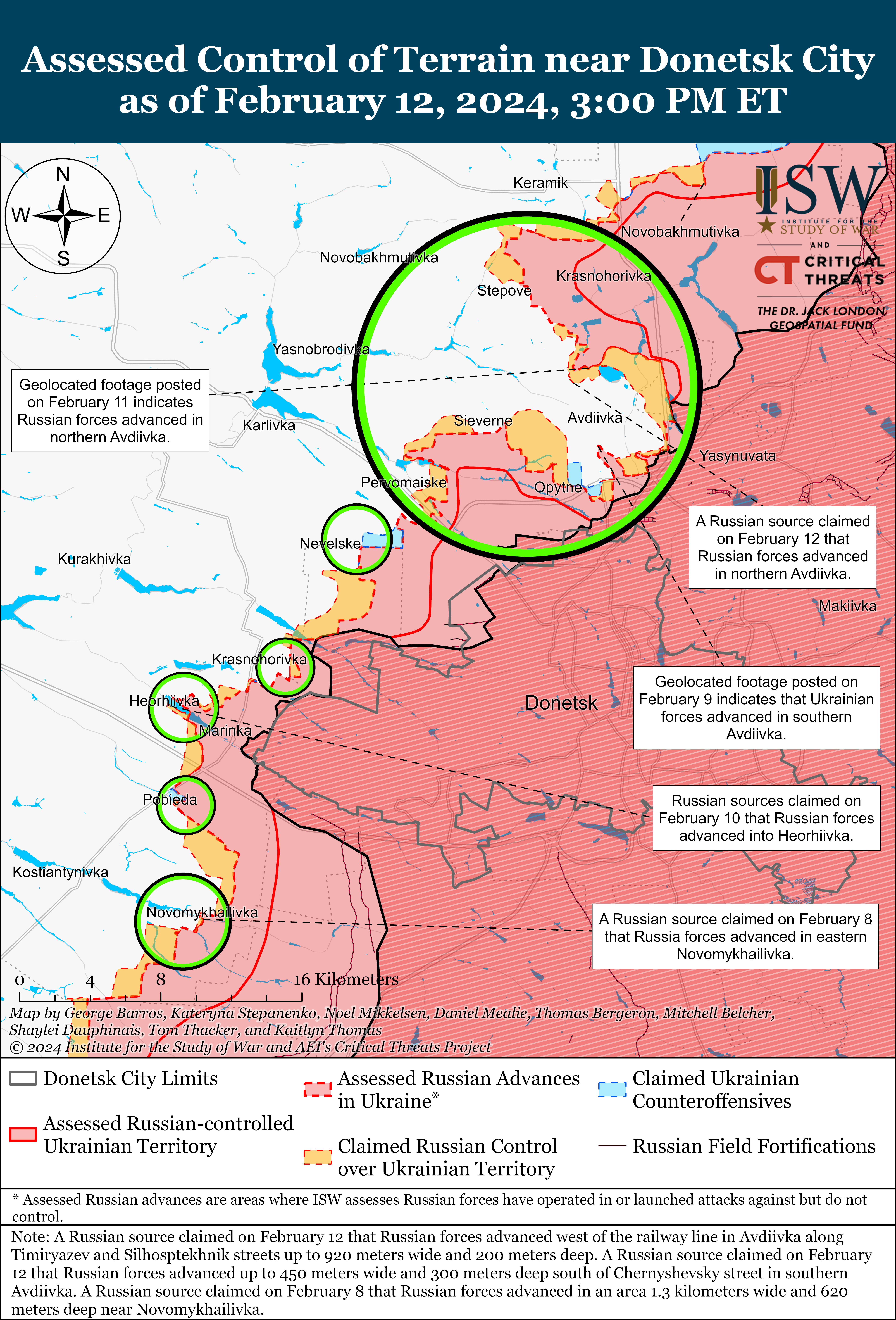 Ситуація біля Авдіївки. Карта боїв ISW. / © 